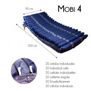 Colchón antiescaras Deluxe de aire, Colchoneta de repuesto, Nylon y PVC, 20 celdas, Azul, Mobi 2