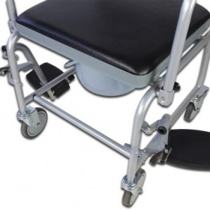  Silla de inodoro 3 en 1 para inodoro con brazos, silla de ducha  con ruedas, con 4 ruedas de frenos, soporte de muleta para ancianos  lesionados y discapacitados : Salud y Hogar